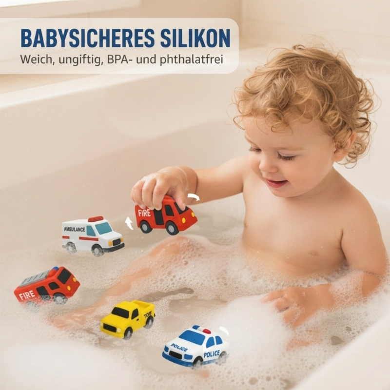 6 FCK schimmelfreie Badewannenspielzeuge aus Silikon für Babys