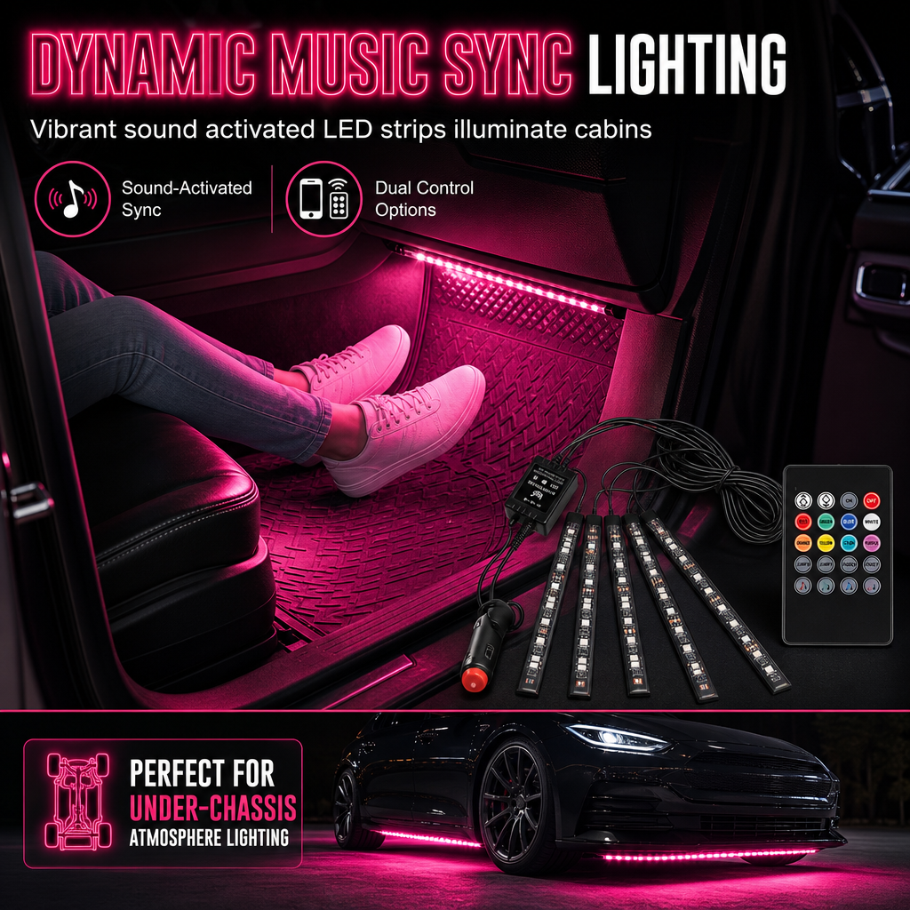 📢📢50% RABATT! 🚗 Soundaktivierte 12-LED Auto-Innenraumbeleuchtung – RGB mehrfarbig für Fußraum & Dekoration