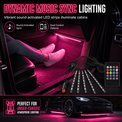 📢📢50% RABATT! 🚗 Soundaktivierte 12-LED Auto-Innenraumbeleuchtung – RGB mehrfarbig für Fußraum & Dekoration