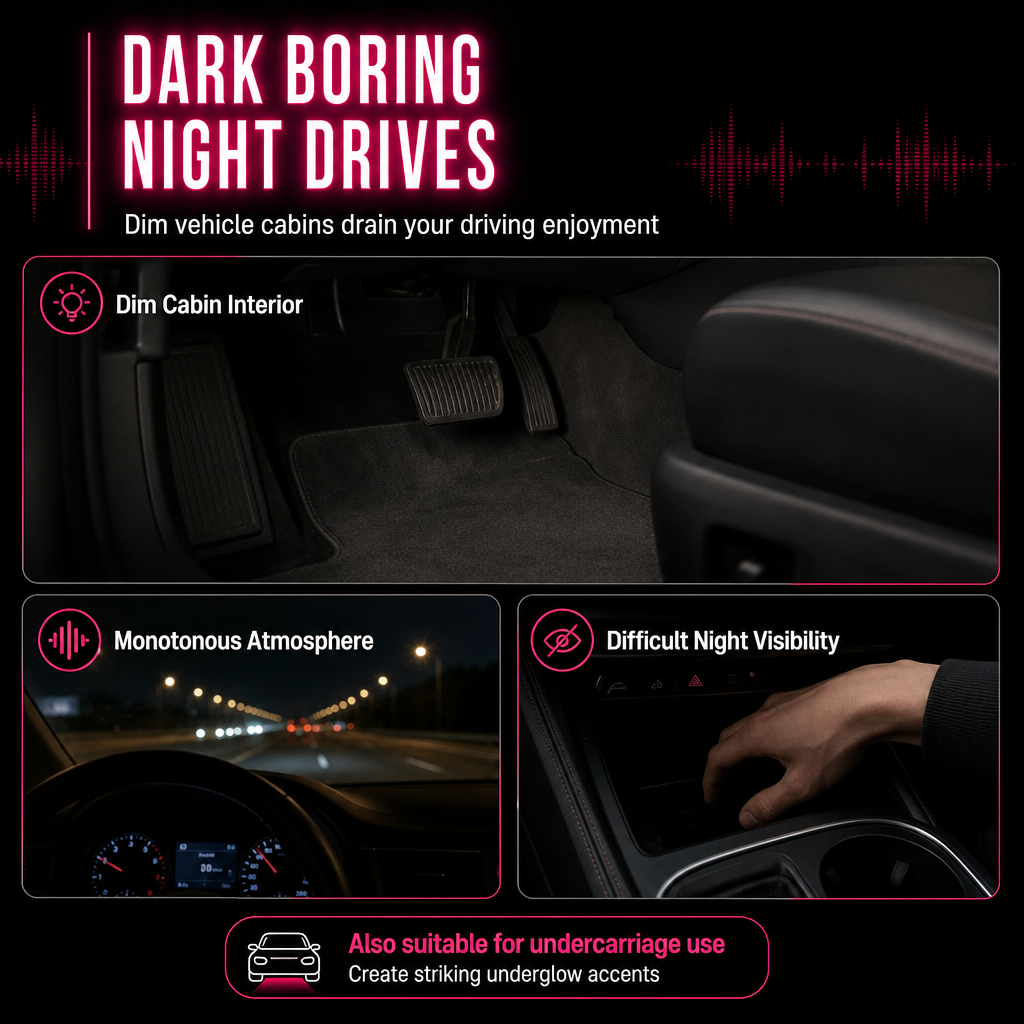 📢📢50% RABATT! 🚗 Soundaktivierte 12-LED Auto-Innenraumbeleuchtung – RGB mehrfarbig für Fußraum & Dekoration