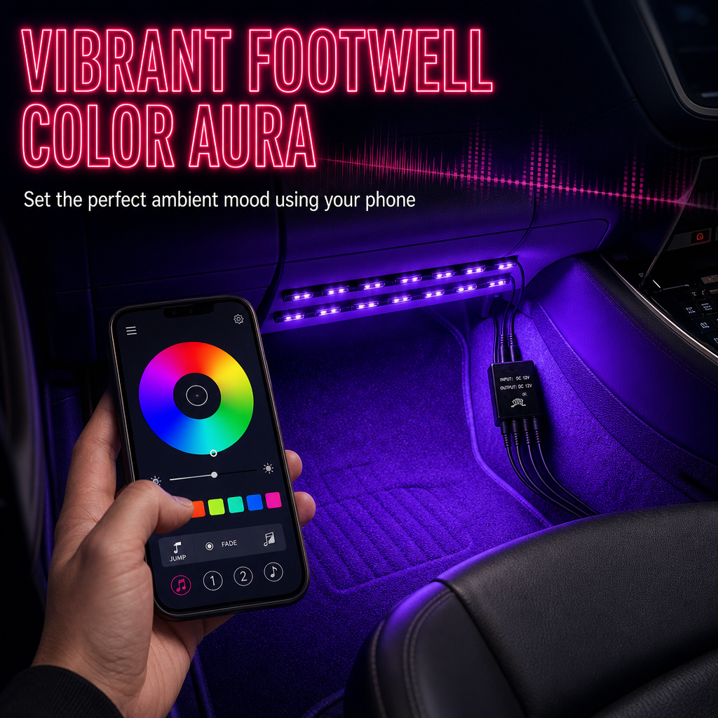 📢📢50% RABATT! 🚗 Soundaktivierte 12-LED Auto-Innenraumbeleuchtung – RGB mehrfarbig für Fußraum & Dekoration