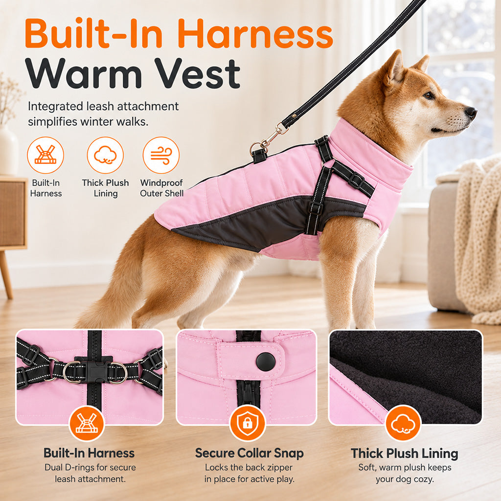 ❄️ 50% RABATT! 🐶 Gepolsterte Winterweste für Hunde mit Reflektorstreifen & Leinenbefestigung – warm & sicher