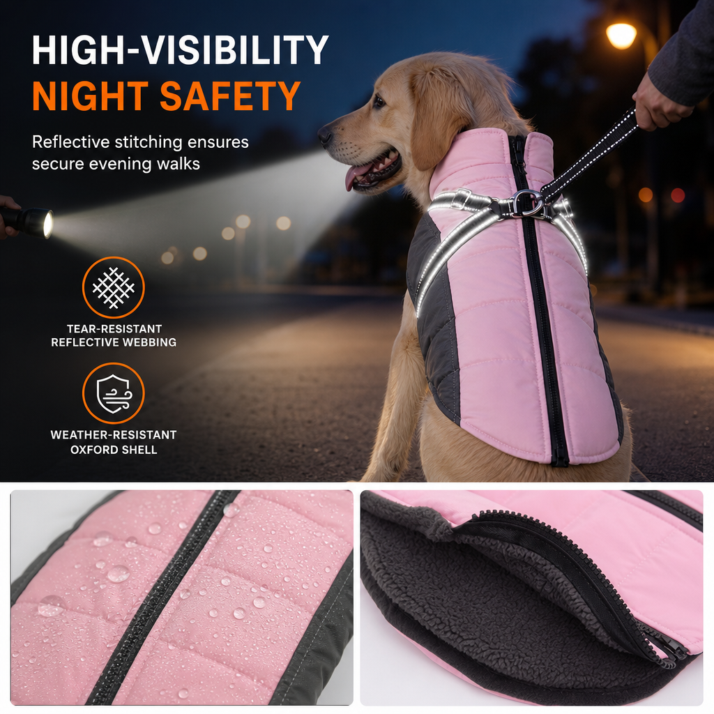 ❄️ 50% RABATT! 🐶 Gepolsterte Winterweste für Hunde mit Reflektorstreifen & Leinenbefestigung – warm & sicher