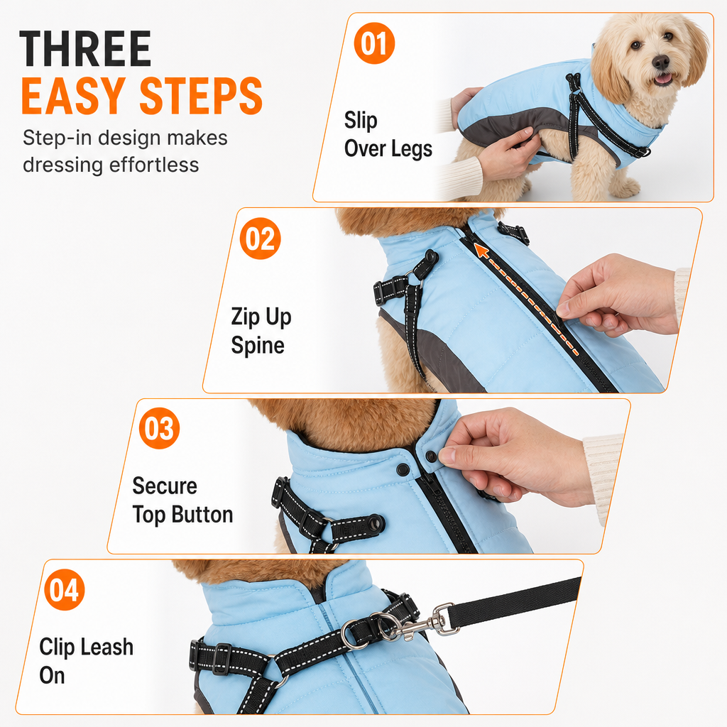 ❄️ 50% RABATT! 🐶 Gepolsterte Winterweste für Hunde mit Reflektorstreifen & Leinenbefestigung – warm & sicher