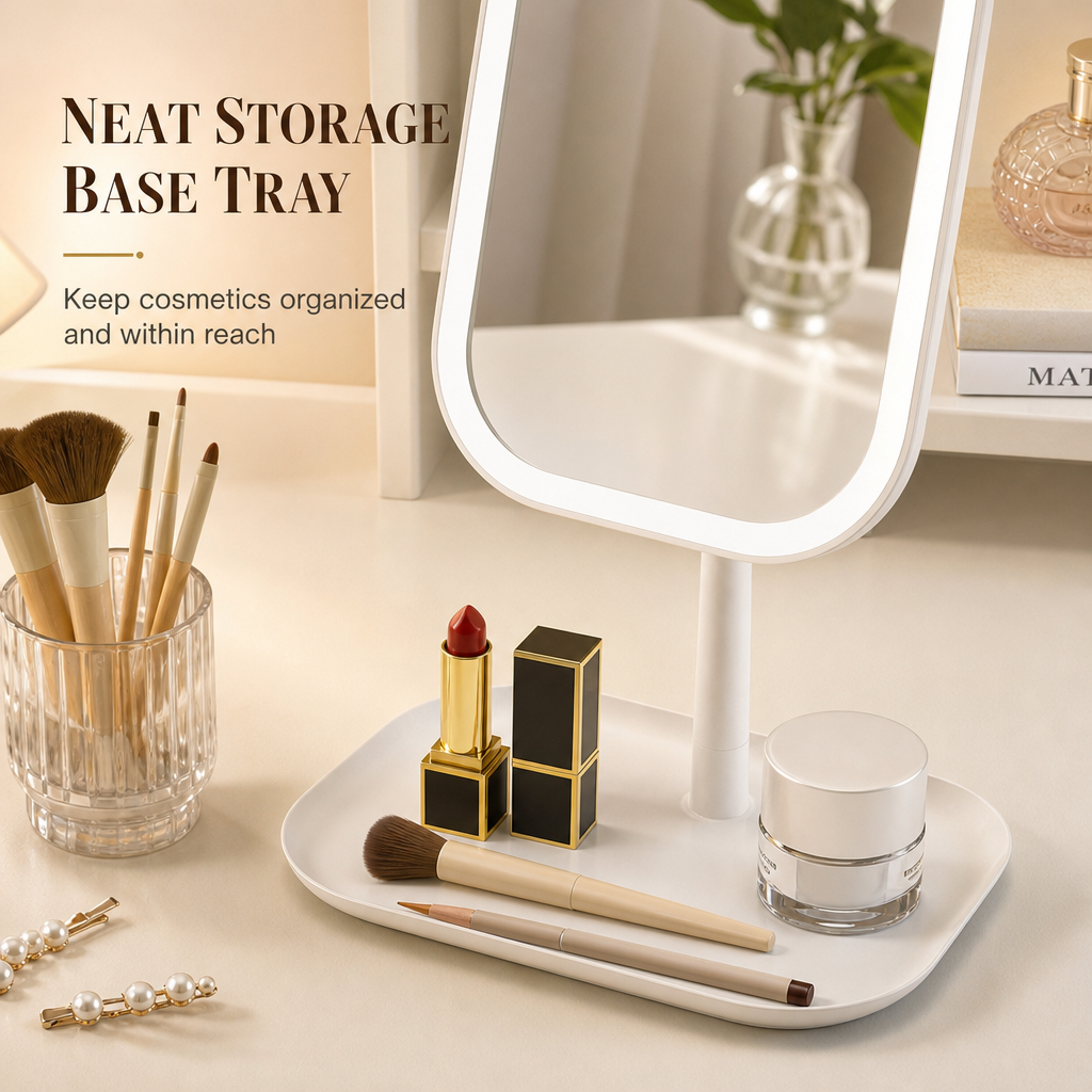 🪞 50% RABATT! 💄 Tragbarer faltbarer LED-Kosmetikspiegel für den Schreibtisch – kompakt & ideal fürs Wohnheim