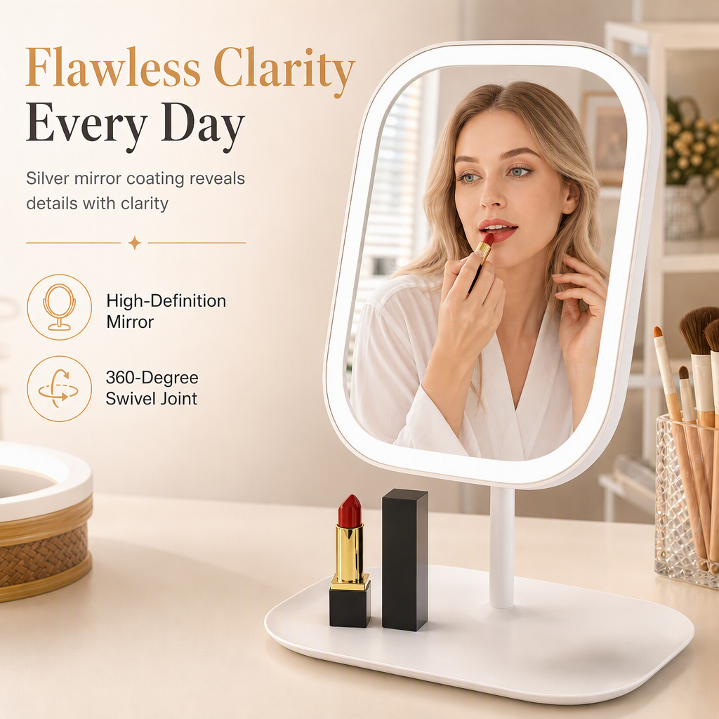 🪞 50% RABATT! 💄 Tragbarer faltbarer LED-Kosmetikspiegel für den Schreibtisch – kompakt & ideal fürs Wohnheim