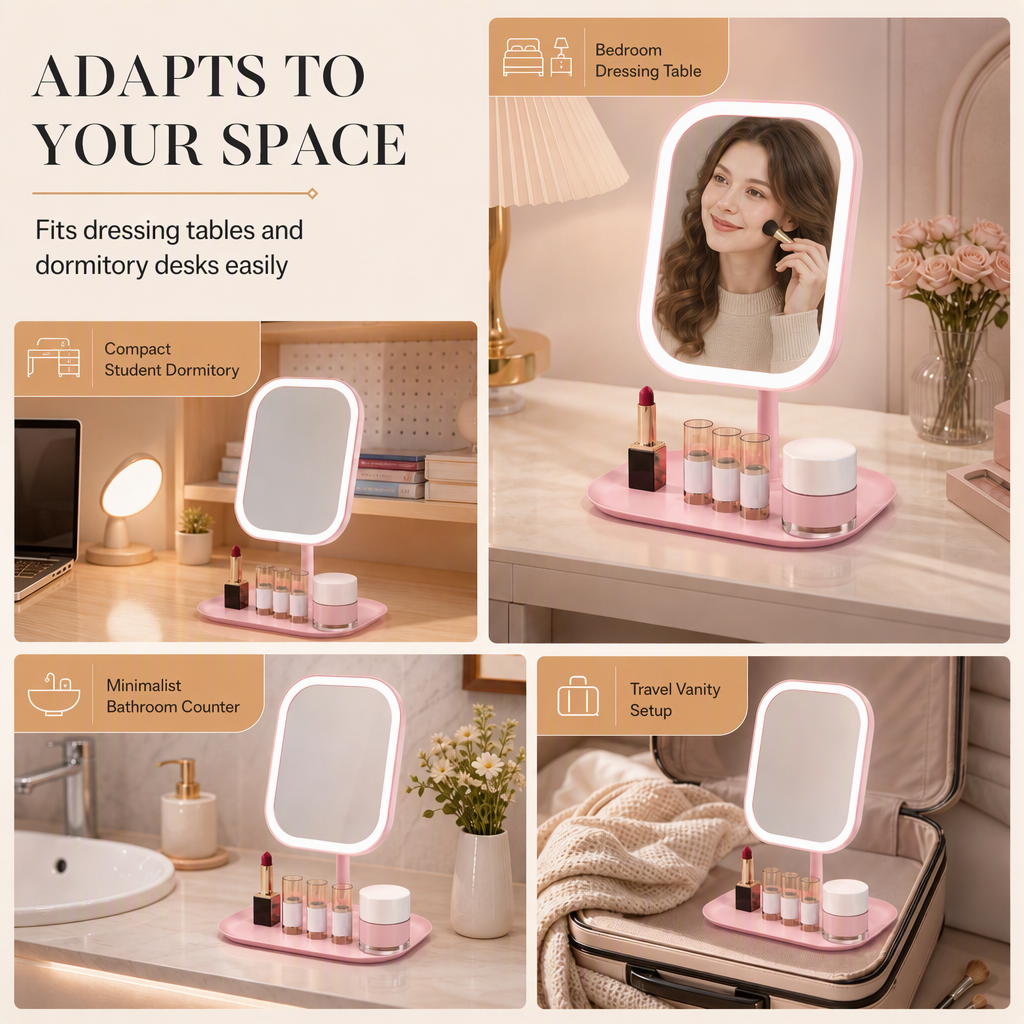 🪞 50% RABATT! 💄 Tragbarer faltbarer LED-Kosmetikspiegel für den Schreibtisch – kompakt & ideal fürs Wohnheim