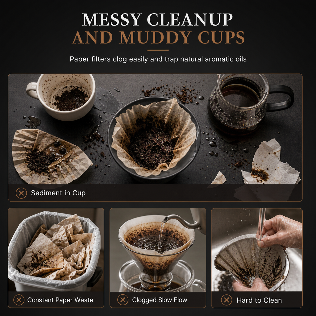 🥄 50% RABATT! ☕ Wiederverwendbarer Kaffeefilter aus 304 Edelstahl – doppellagiger Pour-Over-Aufsatz für 1–4 Tassen