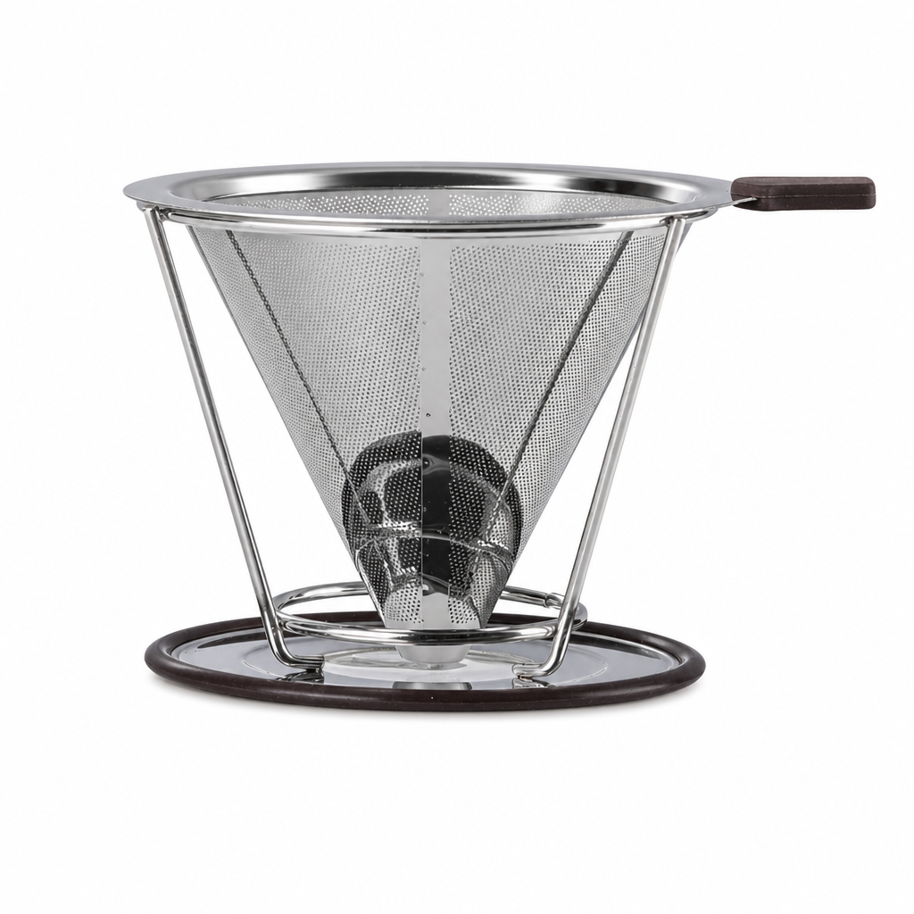🥄 50% RABATT! ☕ Wiederverwendbarer Kaffeefilter aus 304 Edelstahl – doppellagiger Pour-Over-Aufsatz für 1–4 Tassen
