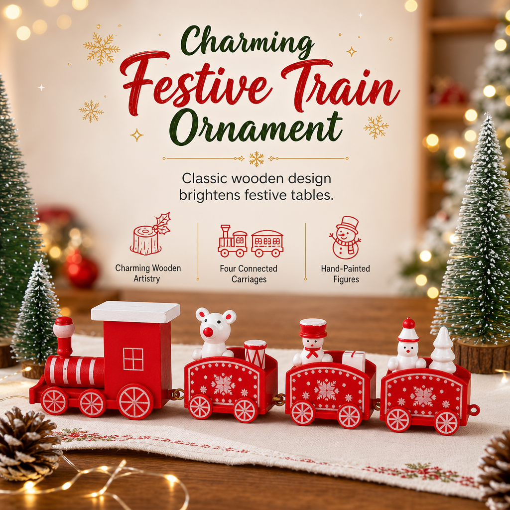 ⏳Zeitlich begrenztes Angebot⏳ Mini-Weihnachtszug aus Kunststoff – festliche Tisch- und Fensterdekoration, einzeln oder als 4-teiliges Set