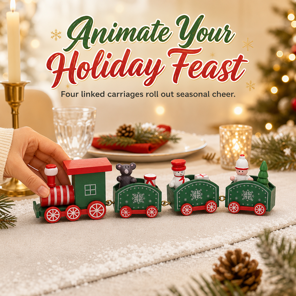 ⏳Zeitlich begrenztes Angebot⏳ Mini-Weihnachtszug aus Kunststoff – festliche Tisch- und Fensterdekoration, einzeln oder als 4-teiliges Set