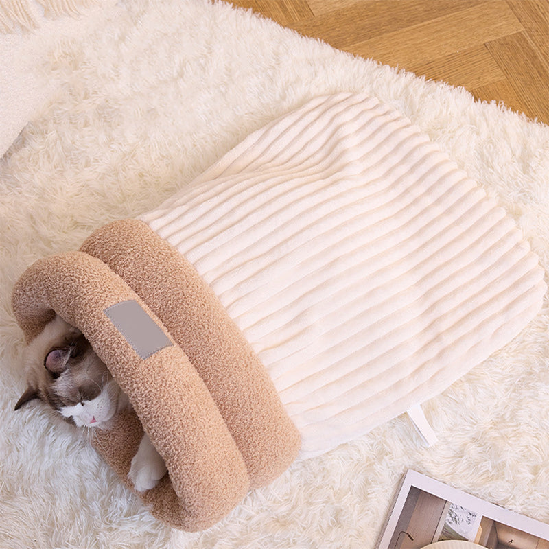 ❄️ 50% RABATT! 🐱🐕 Kuschelige Winter-Schlafhöhle aus Cord mit Lammwoll-Mix – halbgeschlossen, in M & L