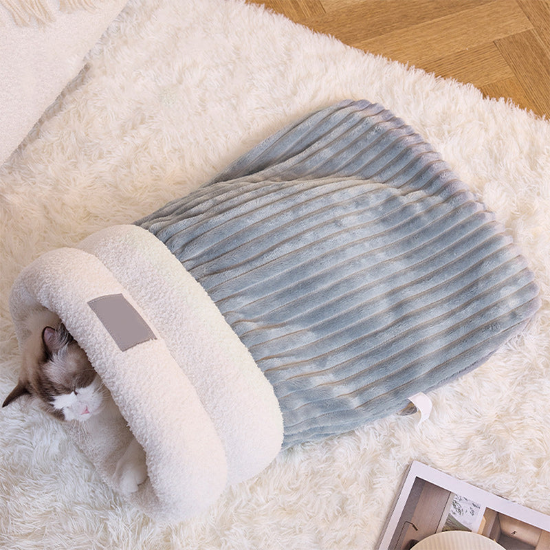 ❄️ 50% RABATT! 🐱🐕 Kuschelige Winter-Schlafhöhle aus Cord mit Lammwoll-Mix – halbgeschlossen, in M & L
