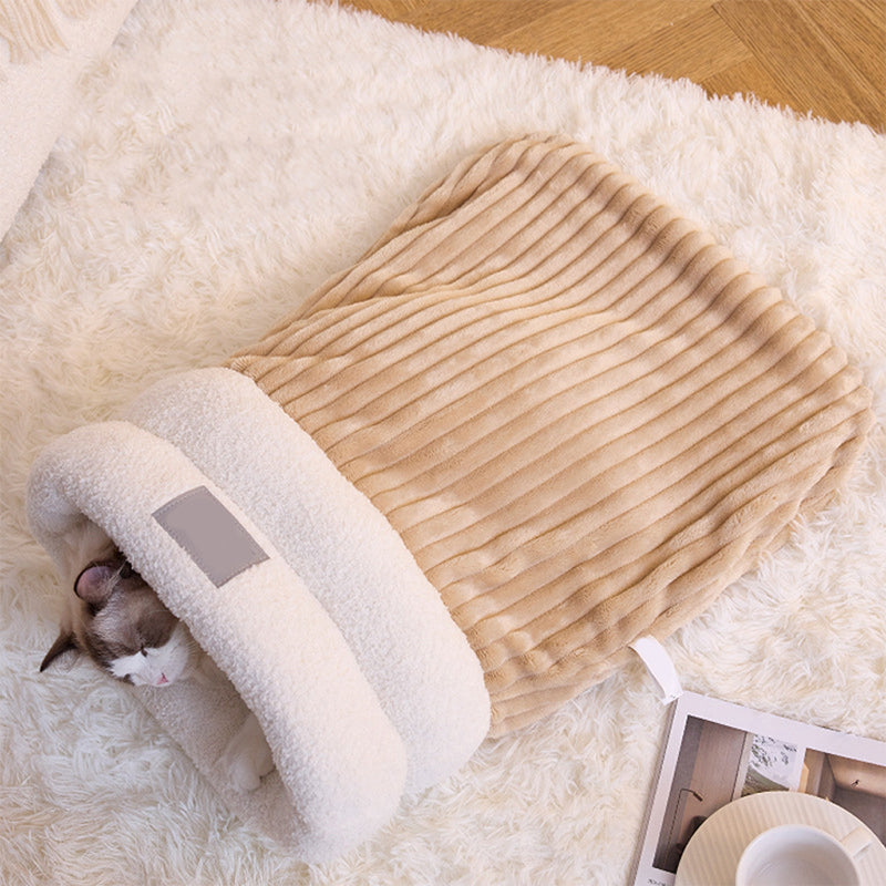 ❄️ 50% RABATT! 🐱🐕 Kuschelige Winter-Schlafhöhle aus Cord mit Lammwoll-Mix – halbgeschlossen, in M & L