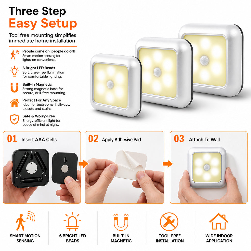 🌙 50% RABATT! 💡 Kreatives LED-Nachtlicht mit Bewegungssensor – für Schlafzimmer, Flur & Schrank, automatisches Licht