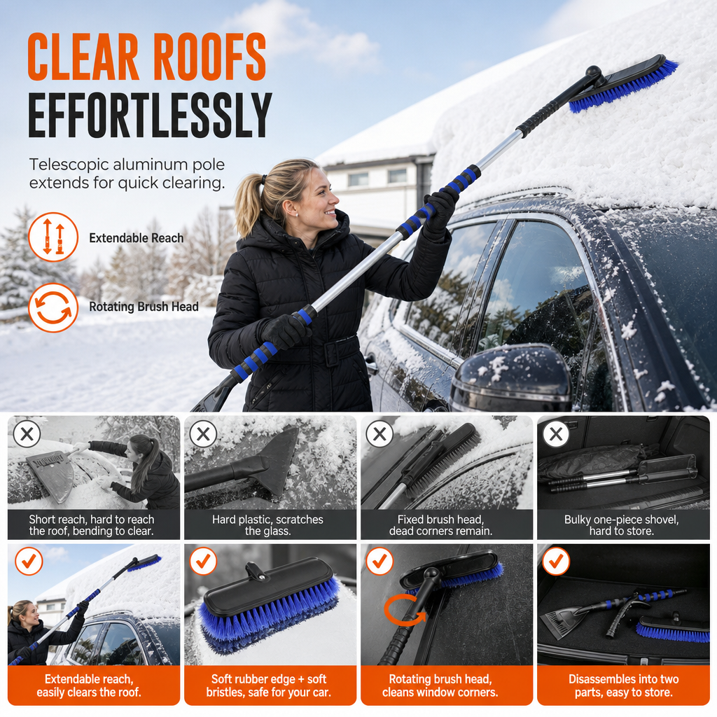 🚗 50% RABATT! ❄️ Auto-Eiskratzer & Schneeschaufel – Winter-Schneeräumer für Auto, SUV & Van, robust & langlebig
