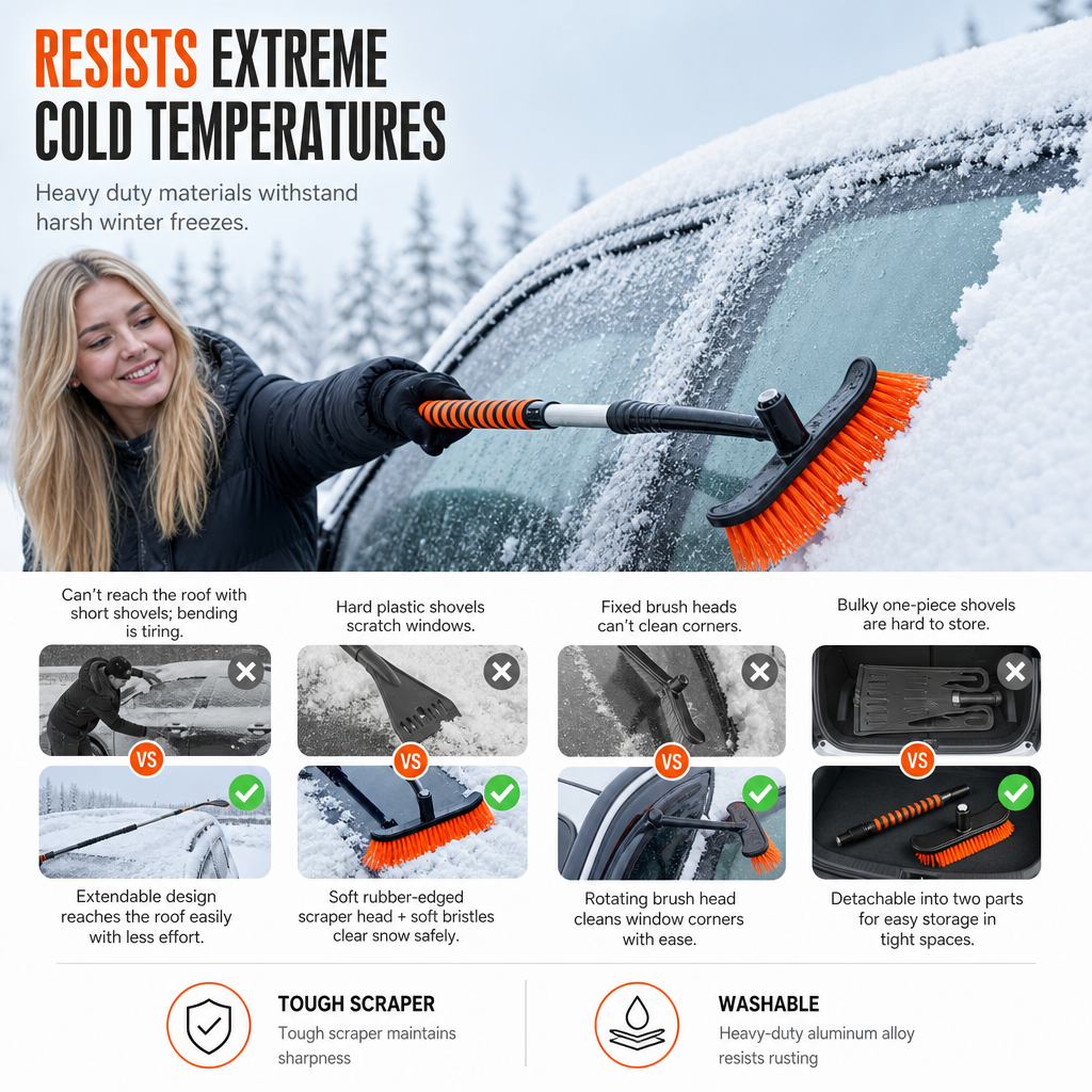 🚗 50% RABATT! ❄️ Auto-Eiskratzer & Schneeschaufel – Winter-Schneeräumer für Auto, SUV & Van, robust & langlebig