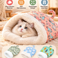 ⏳50% RABATT! 🐱 Flauschiger Katzen-Winterschlafsack – halbgeschlossene Kuschelhöhle mit Cartoon-Muster, Rosa/Blau
