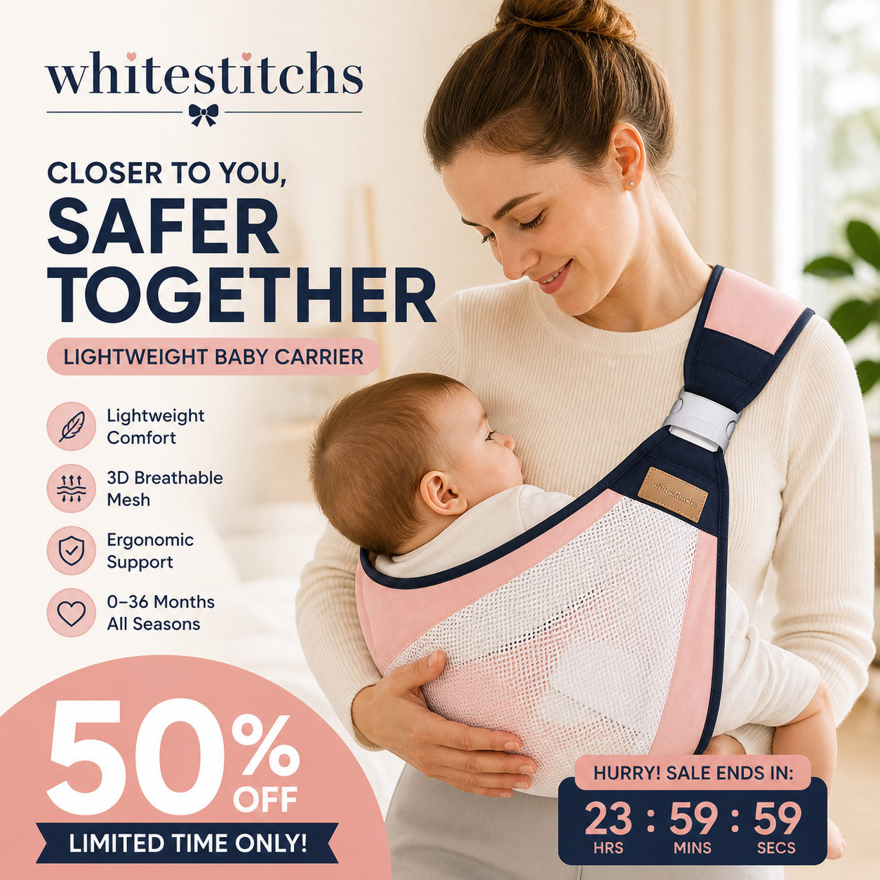 👶💛 JETZT 50 % RABATT! 4-in-1-Trage mit atmungsaktivem Mesh – 0–36 Monate, vorne und hinten – nah am Kind, die Hände frei ✨
